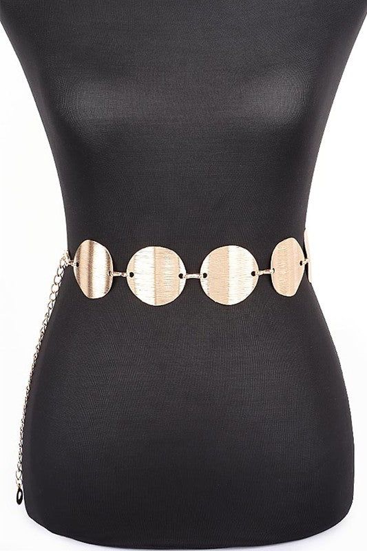 Satin Textured Disk Chain Belt Minimalist Accessory