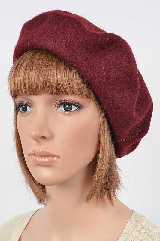 Wool Blend Beret Minimalist Everyday Wear Accessory