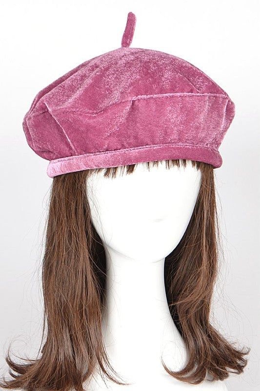 Velour Beret One Size Classic Everyday Accessory Premium