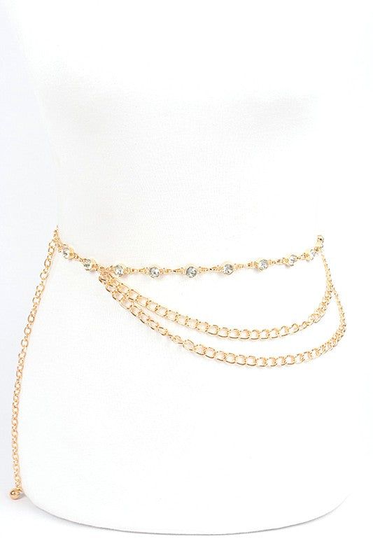 Rhinestone Chain Belt Layered Adjustable Jewelry Piece