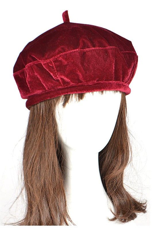 Velour Beret One Size Classic Everyday Accessory Premium