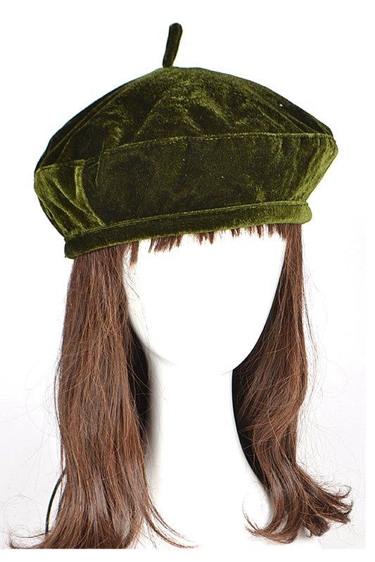 Velour Beret One Size Classic Everyday Accessory Premium