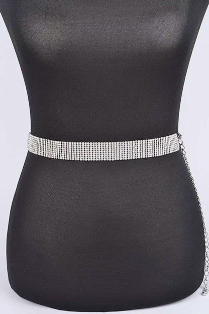 Classic Rhinestone Chain Belt Fully Adjustable One Size