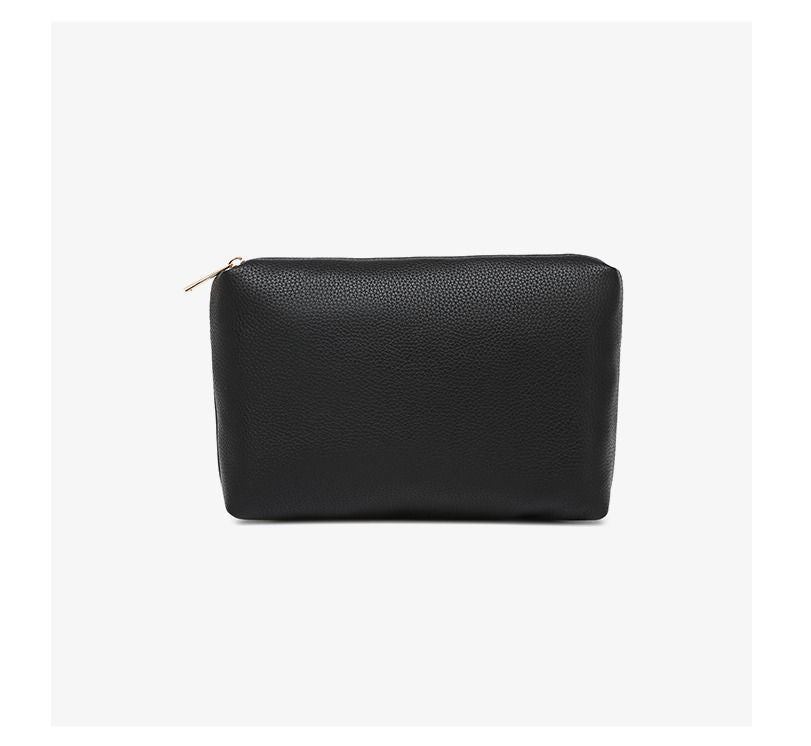 Black pebbled leather retro tote bag with gold zipper, large-capacity cross-border Korean-style shoulder bag