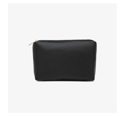 Black pebbled leather retro tote bag with gold zipper, large-capacity cross-border Korean-style shoulder bag
